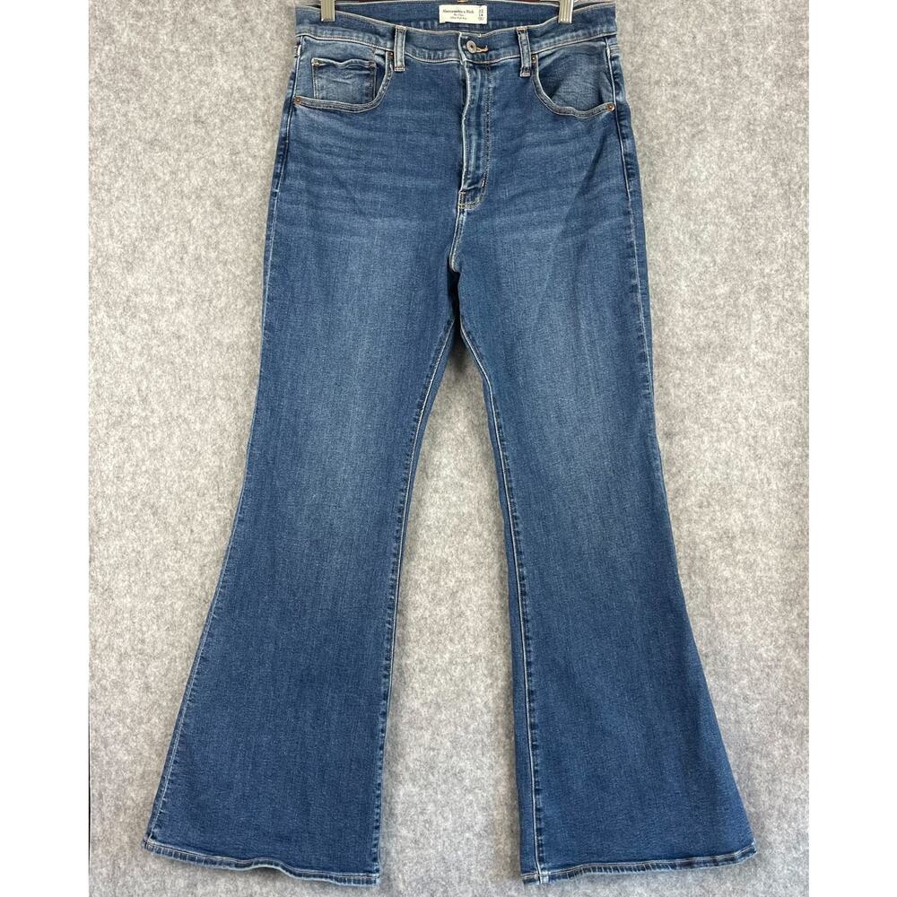 Abercrombie Fitch Jeans The Flare Ultra High Rise Womens 32/14 Medium Wash Boho